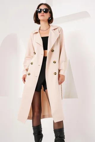 Doppelt gefütterter langer Trenchcoat
