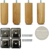 Omformo Möbelfuß Möbelfüße Rundo in Eiche Massivholz, (Set, 4-St., 4), für alle gängigen Möbelstücke und Sofas mit M8 Gewinde