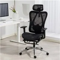 AMBINESS Bürostuhl Schreibtischstuhl, verstellbare Armlehnen & Kopfteil, 6 Modelle (Ergonomisch, stufenlos verstellbare Lendenstütze), inkl. 2 Rollensets, bis 150kg