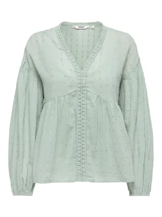 ONLY - ONLDUSI L/S DETAIL TOP WVN CS Jadeite - Gr. - L