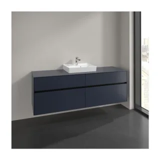 Villeroy und Boch Collaro Waschtischunterschrank C077B0VQ 160x54,8x50cm, Waschtisch mittig, LED-Beleuchtung 12W, marine blue