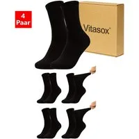 Vitasox Diabetikersocken für Damen - aus Baumwolle ohne Gummi, ohne Einschneiden und Abdrücken (4-Paar) mit weichem und dehnbarem Komfortbund