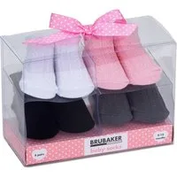 BRUBAKER Socken Babysocken für Mädchen 0-12 Monate (4-Paar, Baumwollsocken mit Zopfmuster) Baby Geschenkset für Neugeborene in Geschenkverpackung mit Schleife