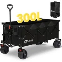 Sekey Bollerwagen Faltbar Handwagen Klappbar Transportwagen XXXL Superlang, 300L, 200KG, Alle-Terrain Reifen, Ultrakompakt Faltbar & mit Bremsen