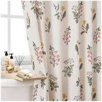 Agger Duschvorhang Shower curtains Anti schimmel Waschbar,schwer,183cm*183cm Breite 183 cm, Bauernhof-Duschvorhang aus Leinen in Beige mit Volant-Saum