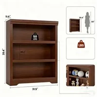 GarveeMore Bücherregal 100cm Bücherregal 3 Etagen offenes Bücherregal verstellbar