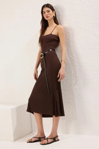 Gerades, figurbetontes Midi-Kleid für Damen, lässig/alltagstauglich