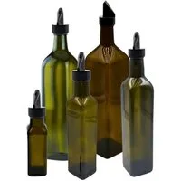 mikken Ölspender 2er Set Ölflaschen 100-1000 ml Glasflasche braun/grün mit Ausgießer, UV-Schutz
