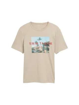 Tom Tailor - T-Shirt mit Foto-Print cashew beige - Gr. - XXL