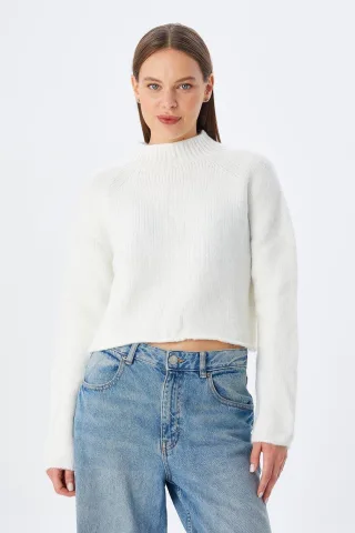 Damen Kurzpullover mit strukturierter Strickoptik