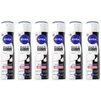 Nivea Deo-Spray Deodorant Black & White Invisible Clear Deo Spray 6 x 150ml, 6-tlg.