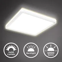 B.K.Licht Deckenleuchte LED Decken-Panel 293x293x28mm dimmbar Backlight Ultra-flach - BKL1311, Dimmfunktion, LED fest integriert, 4000K - Neutralweiß, Deckenlampe 18W 2400lm Memory-Funktion 4000K neutralweiß - Farbe: Weiß