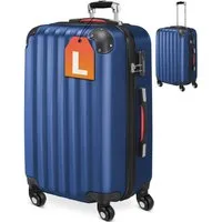 monzana Hartschalen-Trolley, 4 Rollen Rollen, Rollkoffer Zahlenschloss Reisekoffer Hartschalenkoffer Trolley Blau L
