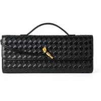 nsihing Abendtasche Geflochtene Damen-Clutch–Abendtasche– Geflochtenes Leder und Wildleder, Handtasche,Umhängetasche,Geldbörse aus Wildleder,elegante Abendtasche.