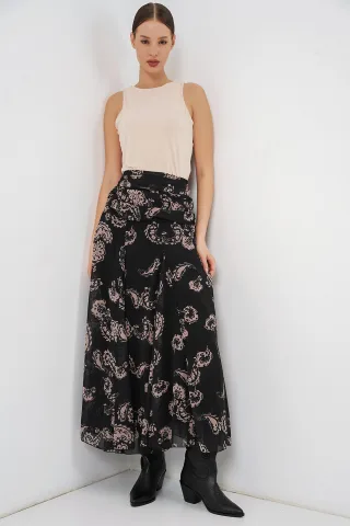 Hochtaillierter Paisley Maxi-Rock