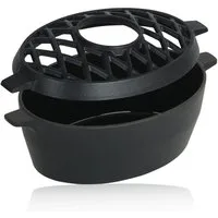 BBQ-Toro Luftbefeuchter Gusseisen Luftbefeuchter emailliert schwarz, 2,7 Liter, Wasserverdunst