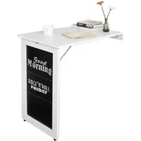 SoBuy Klapptisch FWT20, Wandklapptisch mit Drop-Leaf, Platzsparender Klapptisch, Wandtisch mit Tafel Esstisch Küchentisch Memoboard
