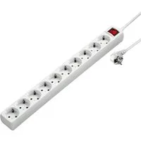 Hama Mehrfachstecker, 10-fach, mit Schalter, 3,0m, weiß Steckdosenleiste 10-fach (Ein- / Ausschalter, Schalterbeleuchtung, Kabellänge 3 m)