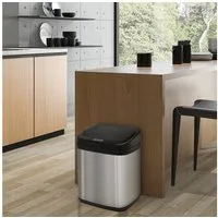 HOMCOM Mülleimer Sensor Mülleimer 20L Edelstahl mit Bewegungssensor, Inneneimer, für Büro, Schlafzimmer, Küchen Silber+Schwarz