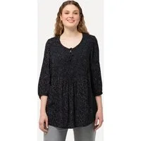 Ulla Popken Druckbluse Smokbluse Punkte A-Linie Rundhals 3/4-Arm
