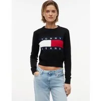Tommy Jeans Rundhalspullover TJW FLAG CREW NECK SWEATER EXT Baumwolle, Flag Strickmuster