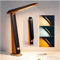 ibettertec LED Schreibtischlampe USB-ladbare kabellose faltbare augenfreundliche Schreibtischlampe, Drei Farbtemperaturen, stufenloses Dimmen Tragbare Leseleuchte