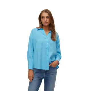 Vero Moda - "Vmqueeny" Hemd für Damen, Tencel, Langärmlig (Mittelblau)
