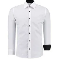J'S FASHION Businesshemd JS12105 Slim Fit Langarm Herren Hemd mit farblich abgesetzten Elementen, Langarm Kentkragen Uni