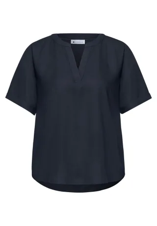 Street One - Kurzarm Bluse mit Turn-Up shadowed navy - Gr. - 36