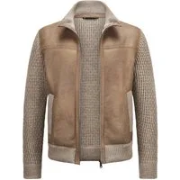 MILESTONE Hybridjacke MSCervo Vintage-Lammfelloptik mit strukturiertem Wollmix-Strick