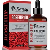 KANZY Körperöl Hagebuttenöl Kaltgepresst 100% Rein Vielseitig einsetzbar für Gesicht, Körper, Haare und Nägel, ohne Zusatzstoffe. Vegan und nicht raffiniert.