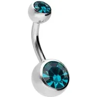 PIERCINGLINE Bauchnabelpiercing Chirurgenstahl Bananabell ZWEI KRISTALLE (Bananabells, 1-tlg)