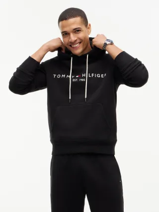 CORE TOMMY LOGO HOODY JET BLACK - Gr. - XXXL