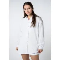 SUBLEVEL Langarmbluse Damen Musselinbluse langarm mit Kentkragen Oversizebluse aus Baumwolle