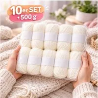 Nomiro 10er Set Luxus-Mischgarn - 500g Wolle - weiches Webgarn 10x50g Häkelwolle, 600 m (Set, 10 Knäuel je 50 g - Gesamtgewicht 500 g)