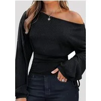Cupshe Blusenshirt Schulterfreies geripptes Oberteil