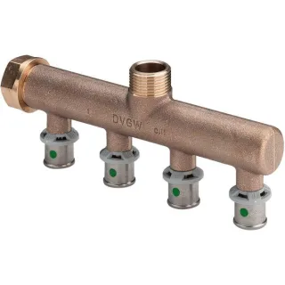 Viega Sanfix-P Verteiler 309268 Rotguss, 16mmxG 3/4 - 4-fach, SC-Contur