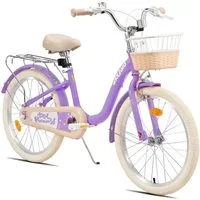 JOYSTAR Kinderfahrrad 16/20 Zoll Fahrräder für Mädchen Geeignet 4-13 Jahren, mit Korb, Kotflügel, Kettenschutz, Gepäckträger und Stützrädern