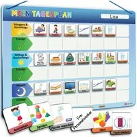 Likarto Magnettafel Tagesplaner für Kinder Montessori Magnettafel Kinder inkl. 152 Magnete, Mit Kordel - Komplett beschreib- und abwischbar