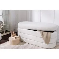 riess-ambiente Sitzbank VOGUE 115cm creme weiß (Einzelartikel, 1-St), Wohnzimmer · Bouclé · rund · mit Stauraum · Scandinavian Design