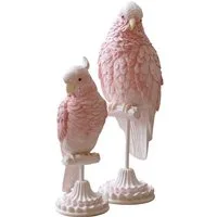 Chic Antique Dekofigur Vintage Papagei auf Ständer in Himbeere