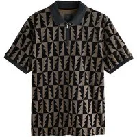 Next Poloshirt Beflocktes Polohemd mit 1/4-Reißverschluss (1-tlg)