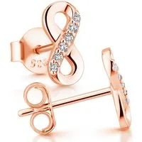 Materia Paar Creolen Unendlichkeit Ohrringe Rosegold mit Zirkonia SO-410, 925 Sterling Silber, rosevergoldet