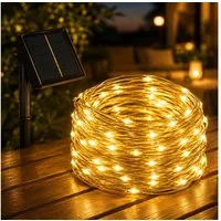 Salcar LED Solarleuchte 10m/20m LED Solar Lichterkette Außen Wasserdicht Solarlichterkette, warmweiß, Lichterkette für Garten Balkon, Solar Kupferdraht Lichterkette 10m