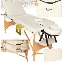 tectake Massageliege Massagetisch klappbar mit Holzgestell, Polsterung (Set, 1-St., mit Tragetasche), Inkl. Tragetasche, bis 250 kg belastbar, 62-84 cm höhenverstellbar