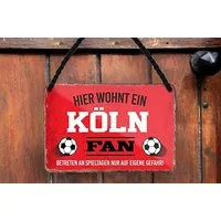 schilderkreis24 Metallschild Blechschild Hier wohnt ein Köln Fan 18x12cm