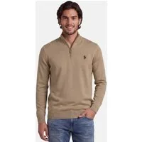 U.S. Polo Assn. Stehkragenpullover USKnooxx – Herren Half-Zip Strickpullover Baumwoll-Viskose-Mix, weiche Qualität und sportiver Look