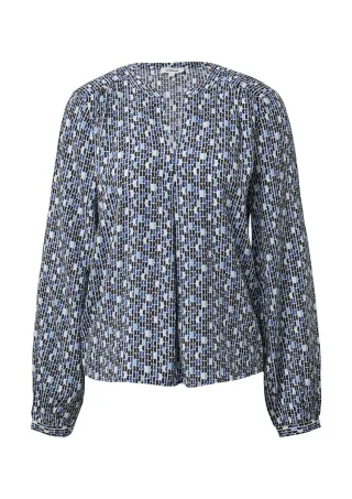 s.Oliver Red Label - Luftige Tunika-Bluse mit All-over-Print blau - Gr. - 40