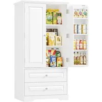 Homfa Mehrzweckschrank Küchenschrank Vorratsschrank Buffetschrank Speiseschrank mit 8 Türregalen, 2 Schubladen, 60x40x120cm