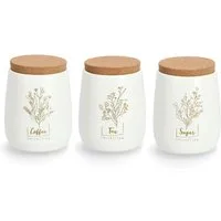 Zeller Present Vorratsdose Flowers, Kork, Metall, (Set, 3-tlg), leichten Vintage-Charme